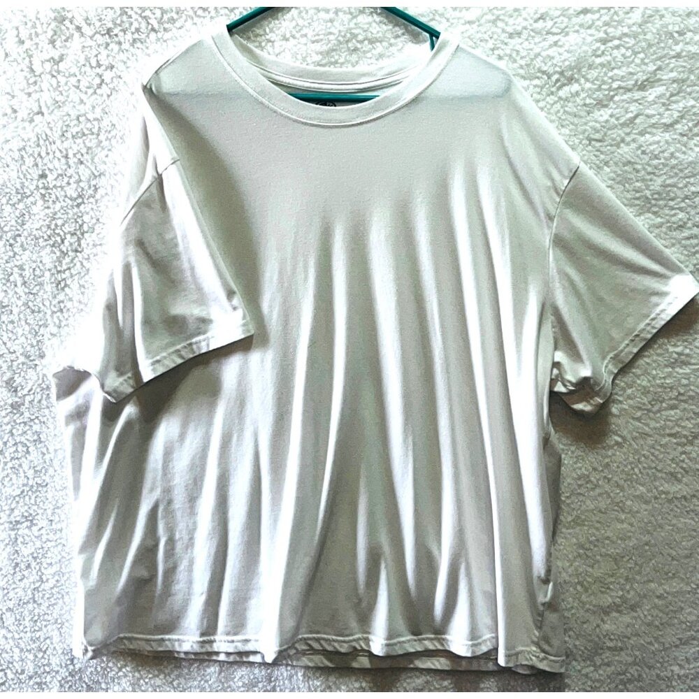 Athletic Works Mens White Crewneck T-Shirt 4XL Short Sleeve Cotton Blend